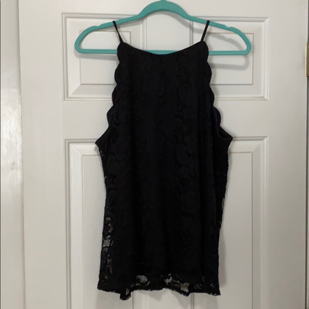 Elegant Black Lace Lined Sleeveless Blouse
